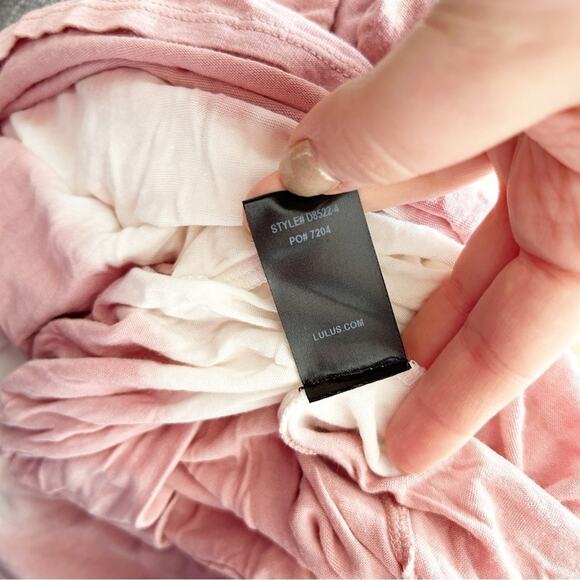 Lulu's White Pink Tie-Dye Short Sleeve V-Neck Pullover mini dress Size Small - Picture 6 of 7